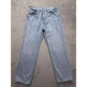 Levis 568 Premium Jean Men Measured 35x30 Light Wash Blue Loose Fit Straight Leg